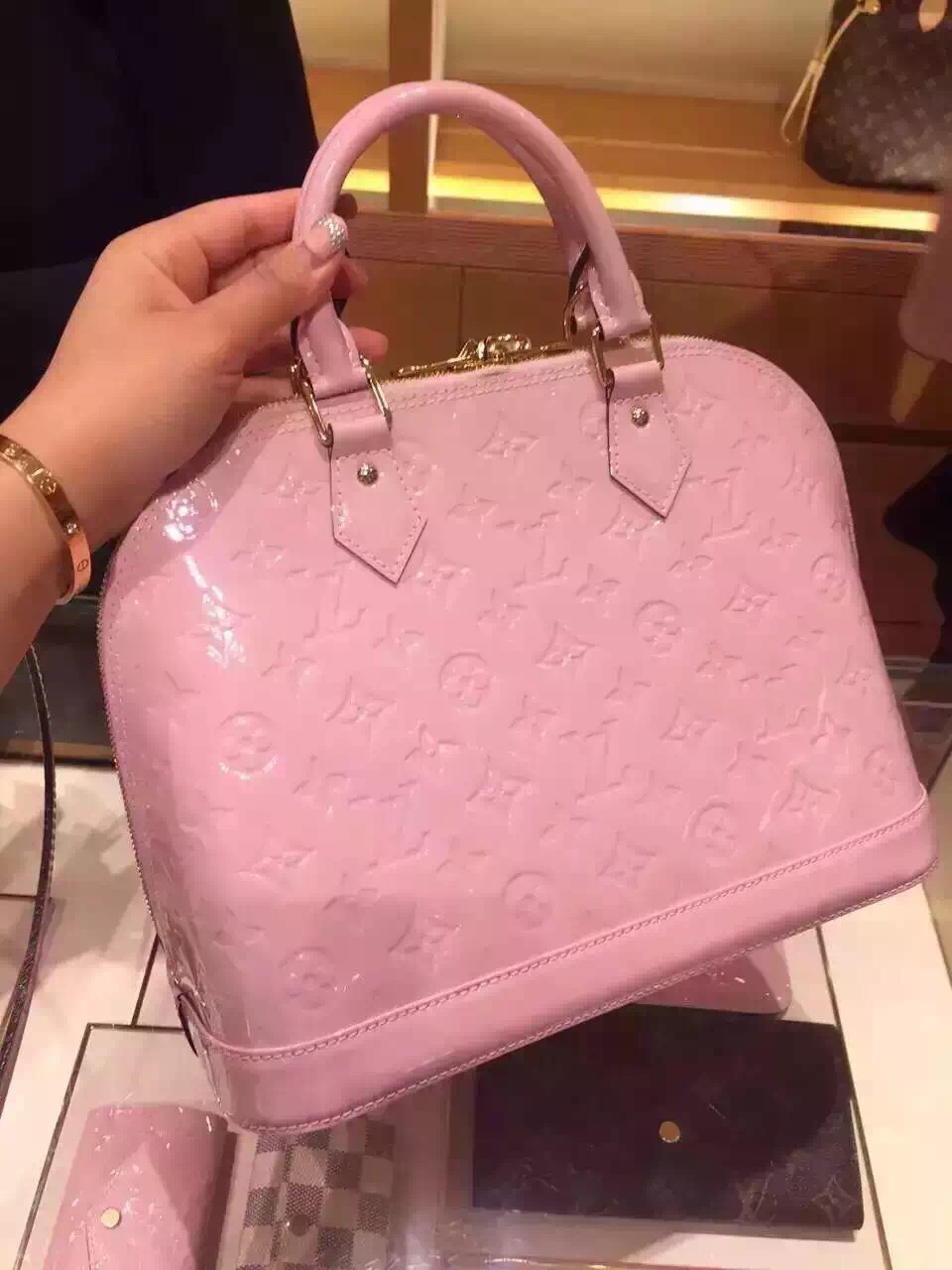 Louis Vuitton Monogram Vernis Alma PM Bag M50412 Rose Ballerine